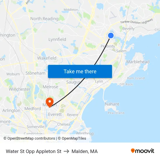 Water St Opp Appleton St to Malden, MA map