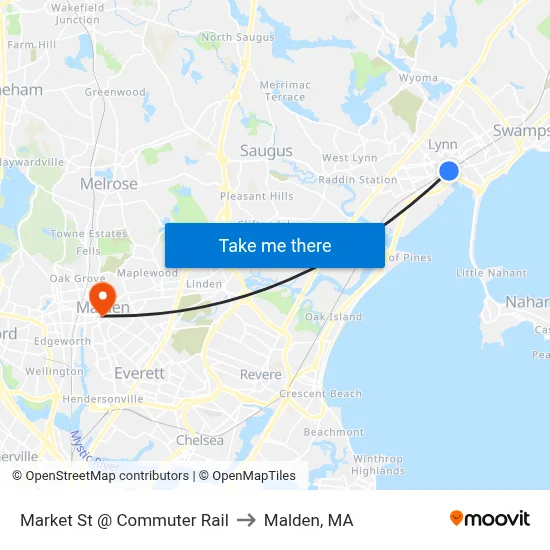 Market St @ Commuter Rail to Malden, MA map