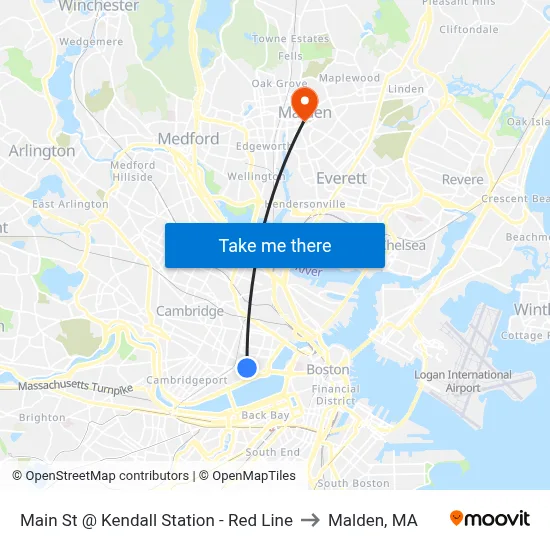 Main St @ Kendall Station - Red Line to Malden, MA map