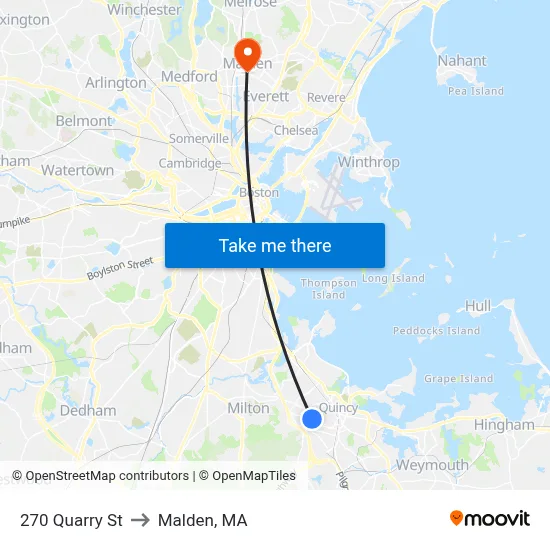 270 Quarry St to Malden, MA map