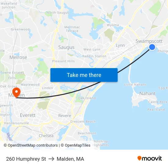 260 Humphrey St to Malden, MA map