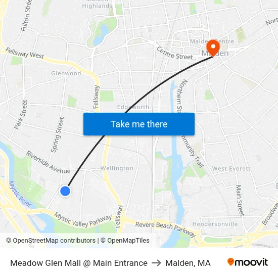 Meadow Glen Mall @ Main Entrance to Malden, MA map