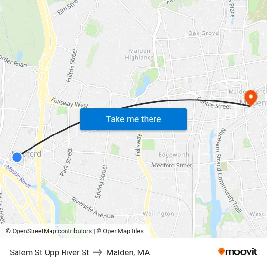 Salem St Opp River St to Malden, MA map