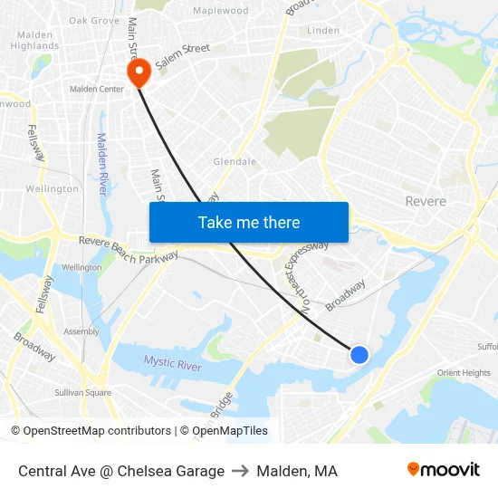 Central Ave @ Chelsea Garage to Malden, MA map
