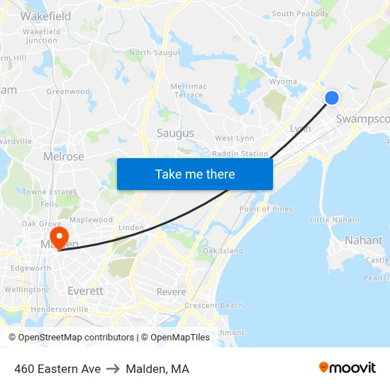 460 Eastern Ave to Malden, MA map