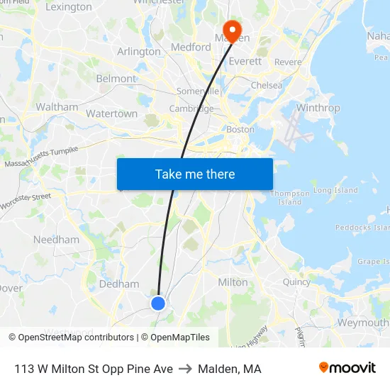 113 W Milton St Opp Pine Ave to Malden, MA map