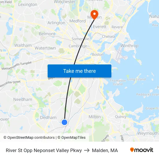 River St Opp Neponset Valley Pkwy to Malden, MA map