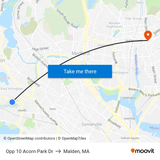 Opp 10 Acorn Park Dr to Malden, MA map