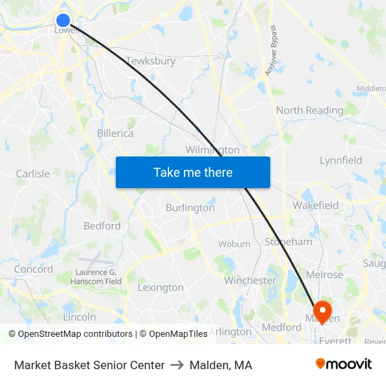 Market Basket Senior Center to Malden, MA map