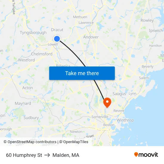 60 Humphrey St to Malden, MA map
