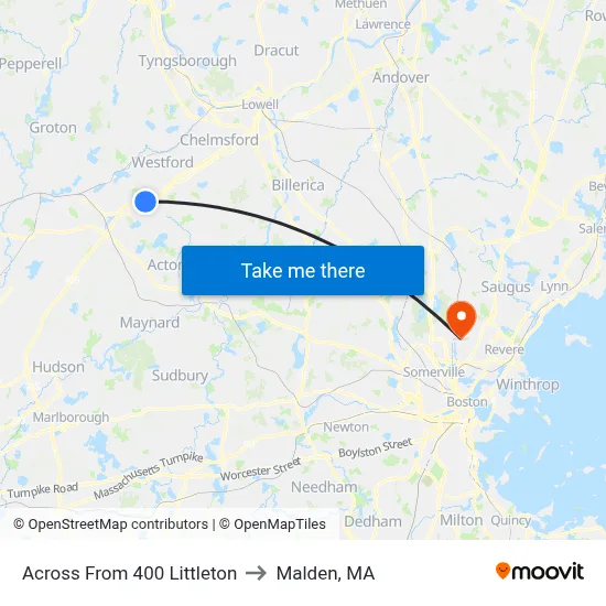 Across From 400 Littleton to Malden, MA map
