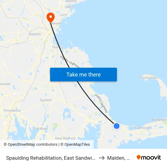 Spaulding Rehabilitation, East Sandwich to Malden, MA map