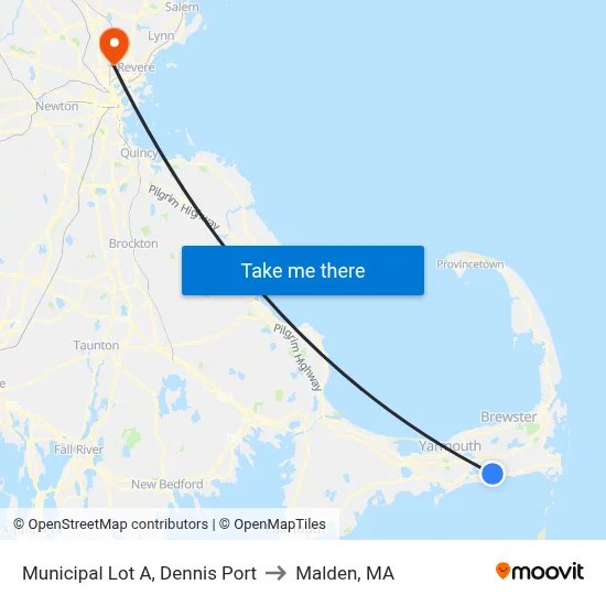 Municipal Lot A, Dennis Port to Malden, MA map