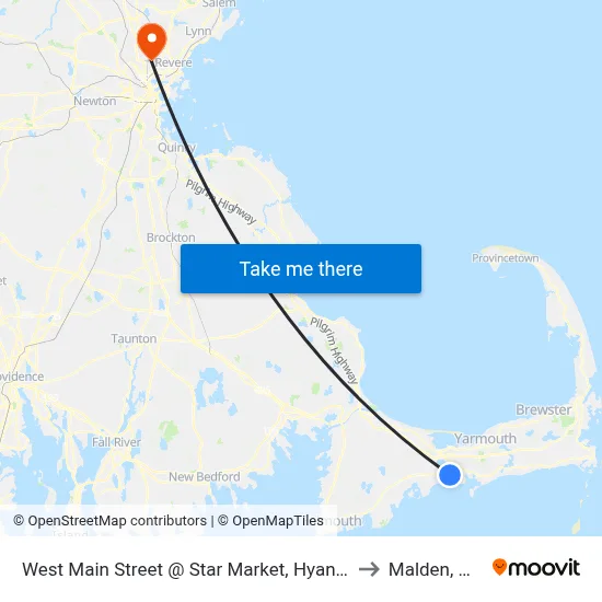 West Main Street @ Star Market, Hyannis to Malden, MA map