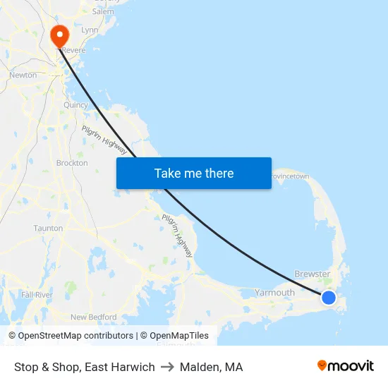 Stop & Shop, East Harwich to Malden, MA map