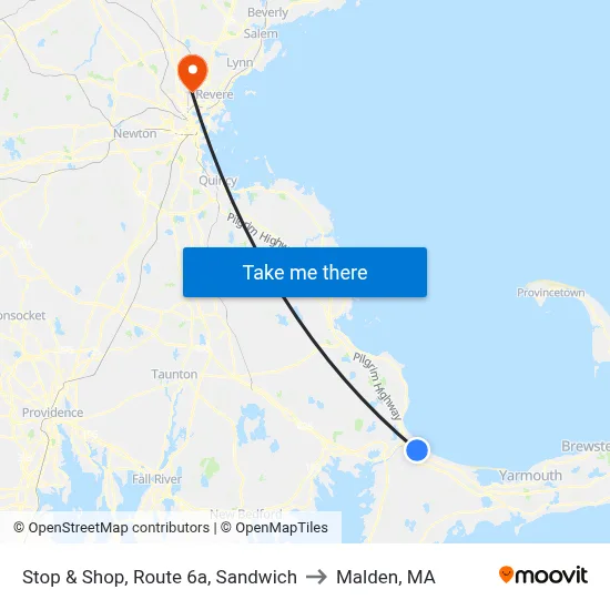 Stop & Shop, Route 6a, Sandwich to Malden, MA map