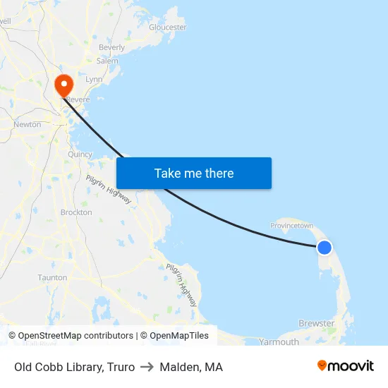Old Cobb Library, Truro to Malden, MA map