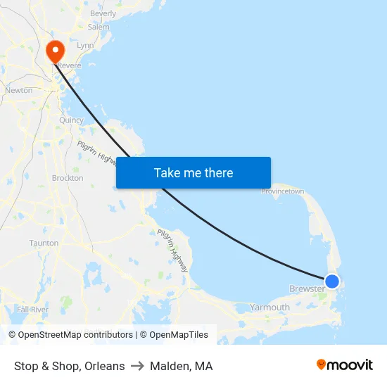 Stop & Shop, Orleans to Malden, MA map