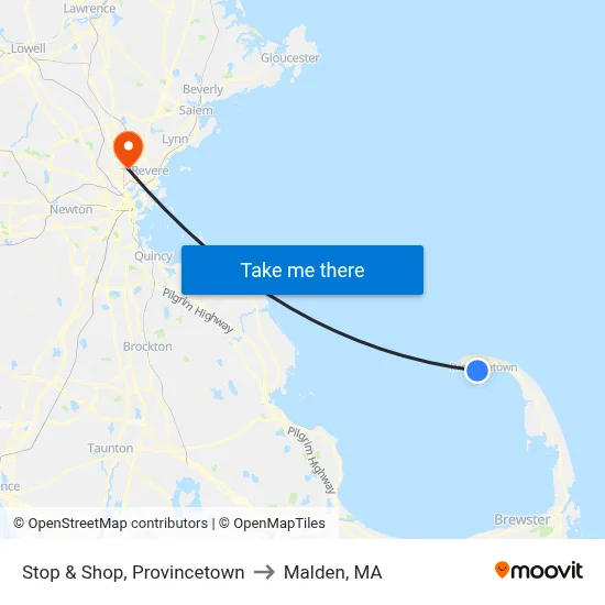 Stop & Shop, Provincetown to Malden, MA map