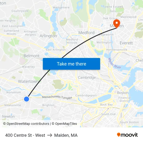 400 Centre St - West to Malden, MA map