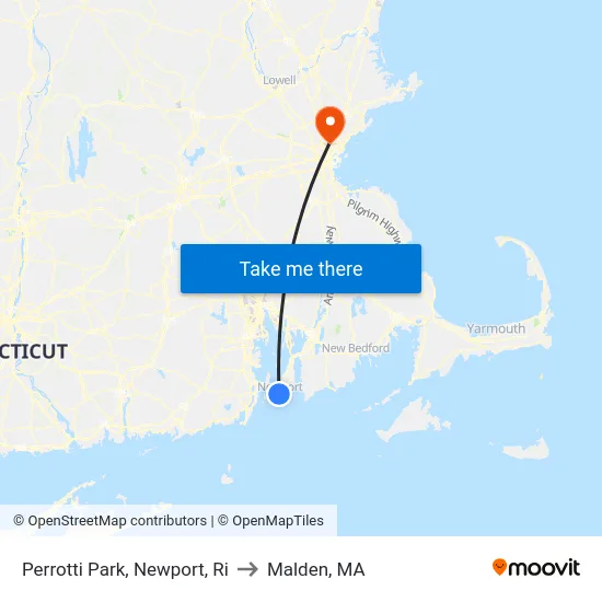 Perrotti Park, Newport, Ri to Malden, MA map