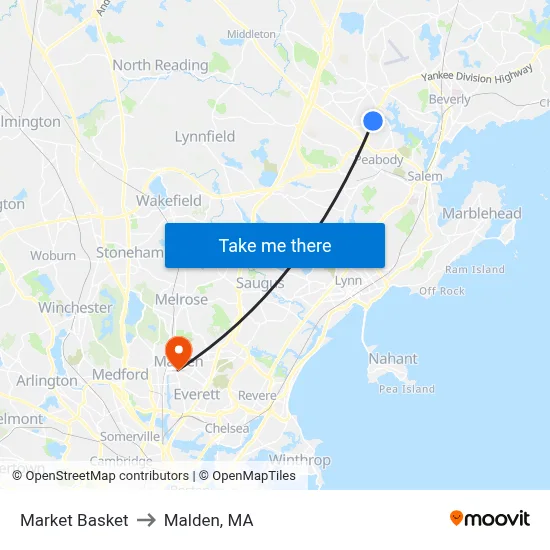Market Basket to Malden, MA map