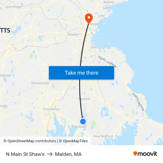 N Main St Shaw's to Malden, MA map