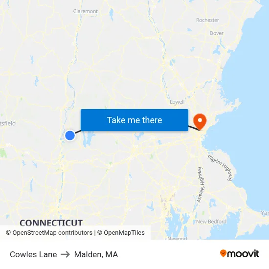 Cowles Lane to Malden, MA map