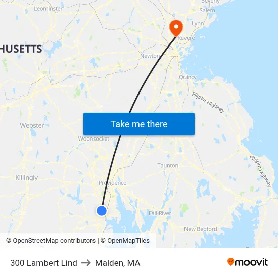 300 Lambert Lind to Malden, MA map