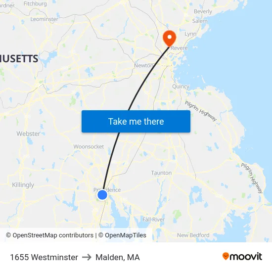 1655 Westminster to Malden, MA map