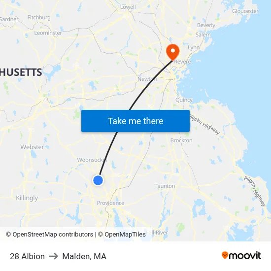 28 Albion to Malden, MA map
