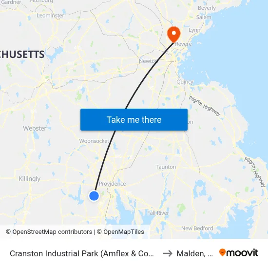 Cranston Industrial Park (Amflex & Comstock) to Malden, MA map