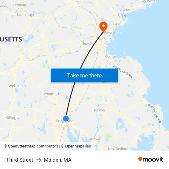 Third Street to Malden, MA map
