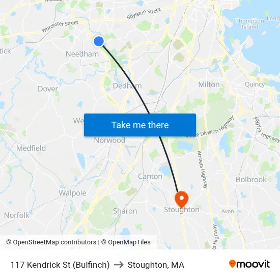 117 Kendrick St  (Bulfinch) to Stoughton, MA map