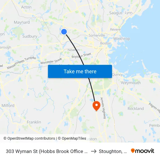 303 Wyman St  (Hobbs Brook Office Park) to Stoughton, MA map