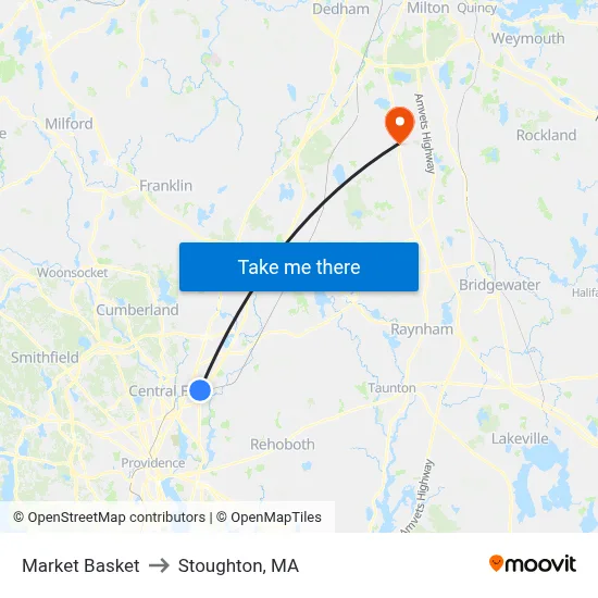 Market Basket to Stoughton, MA map