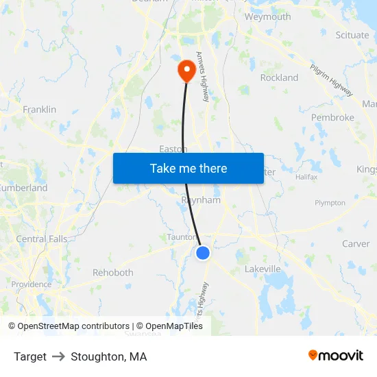 Target to Stoughton, MA map