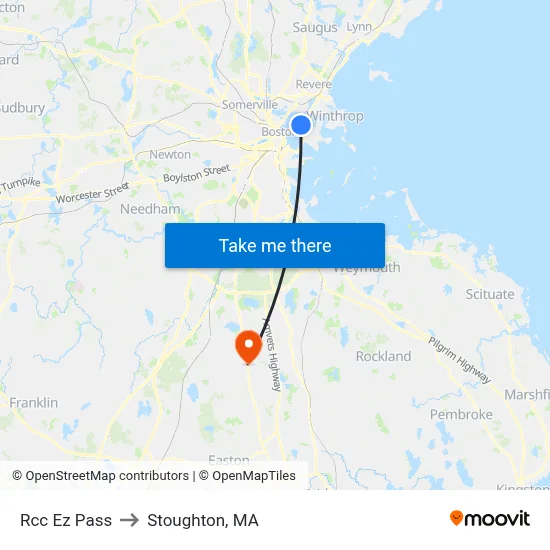 Rcc Ez Pass to Stoughton, MA map