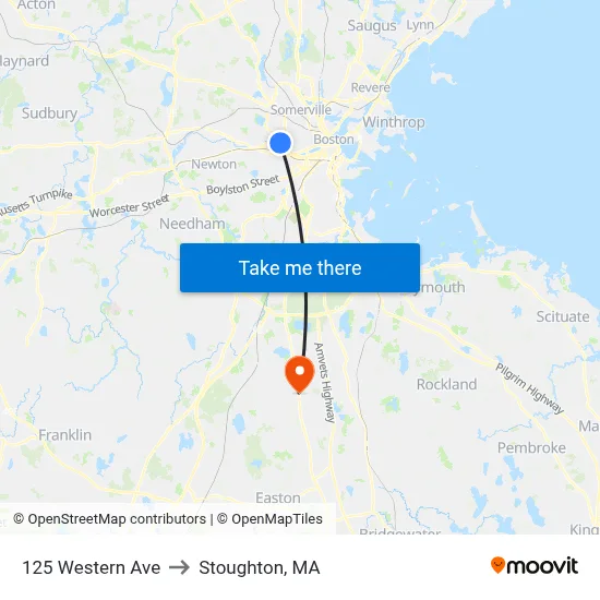 125 Western Ave to Stoughton, MA map