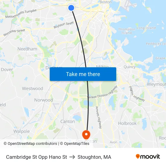 Cambridge St Opp Hano St to Stoughton, MA map