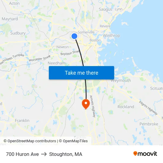 700 Huron Ave to Stoughton, MA map