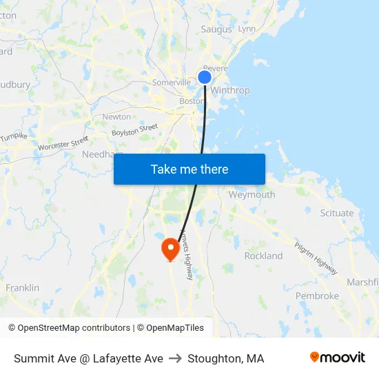 Summit Ave @ Lafayette Ave to Stoughton, MA map