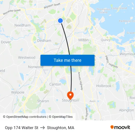 Opp 174 Walter St to Stoughton, MA map