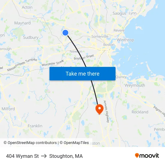 404 Wyman St to Stoughton, MA map