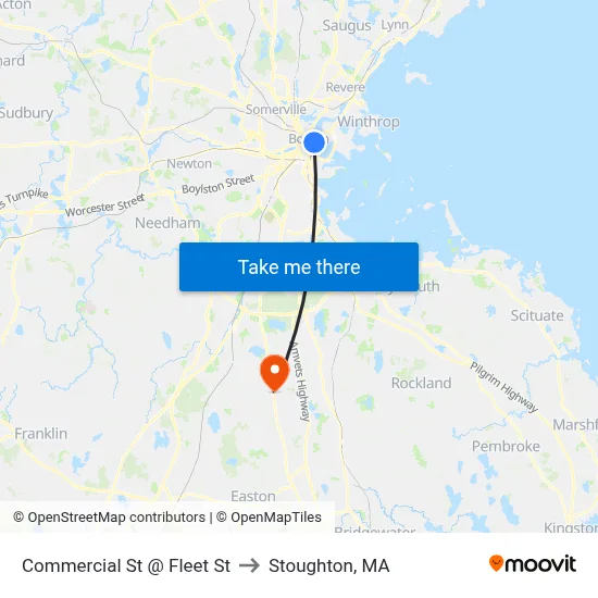 Commercial St @ Fleet St to Stoughton, MA map