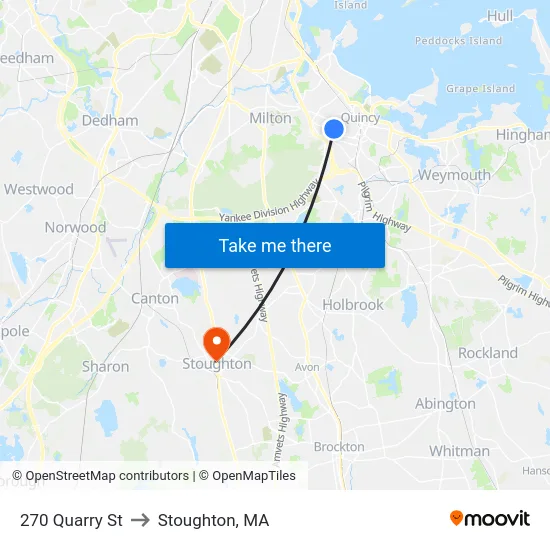 270 Quarry St to Stoughton, MA map