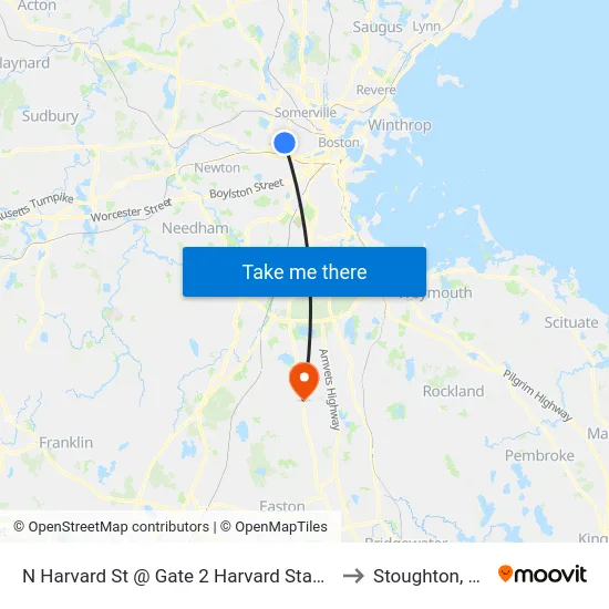 N Harvard St @ Gate 2 Harvard Stadium to Stoughton, MA map