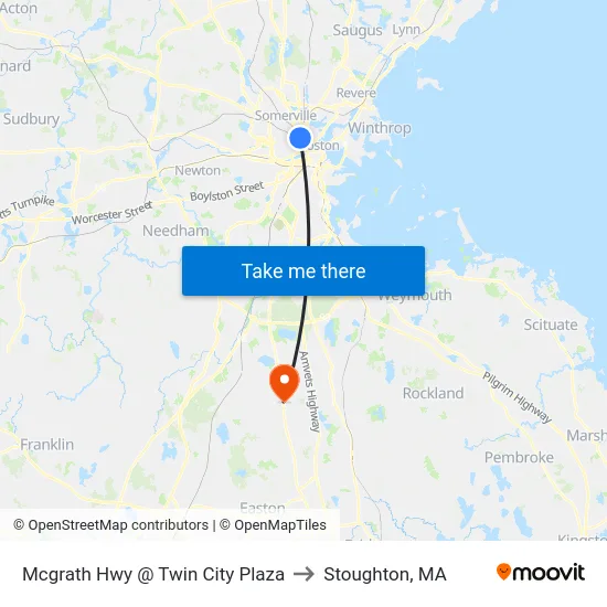 Mcgrath Hwy @ Twin City Plaza to Stoughton, MA map