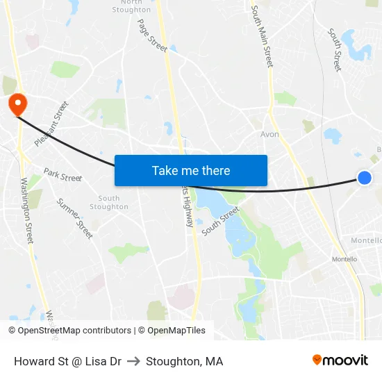 Howard St @ Lisa Dr to Stoughton, MA map