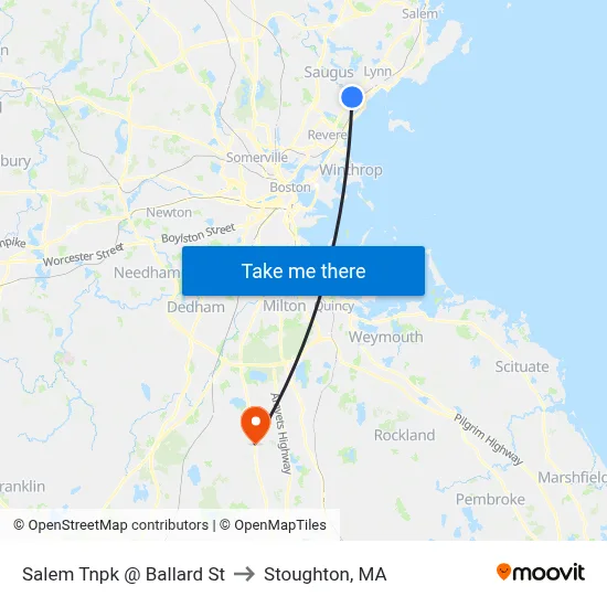 Salem Tnpk @ Ballard St to Stoughton, MA map